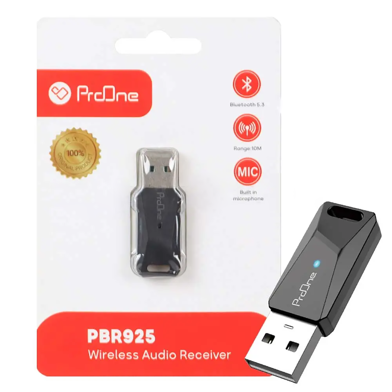 دانگل بلوتوث پرووان مدل PBR925، با بلوتوث نسخه 5.3، رابط USB Type-A و حداکثر برد 10 متر