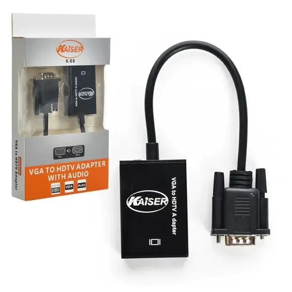 مبدل VGA به HDMI کایزر مدل K-88 با خروجی صدا و پاور